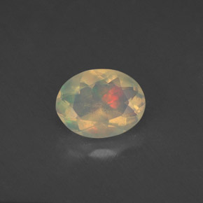 Opale naturale multicolore da 0,77 ct, taglio ovale, trasparente