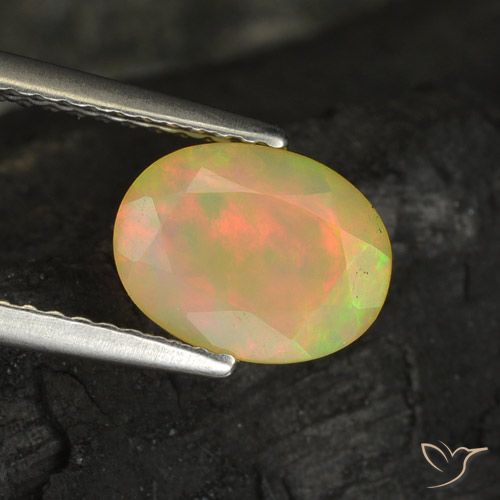 1.21ct Naturale Multicolore Opale, Ovale, Traslucido