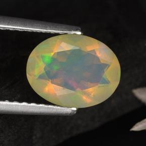 Opale naturale multicolore da 1,05 ct, taglio ovale, traslucido