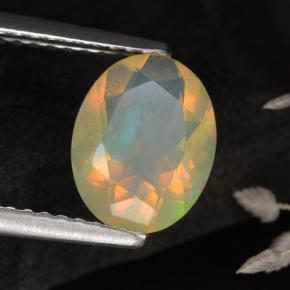 Opale naturale multicolore da 1,05 ct, taglio ovale, traslucido