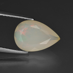 Opale naturale multicolore da 1,65 ct, taglio a pera, trasparente