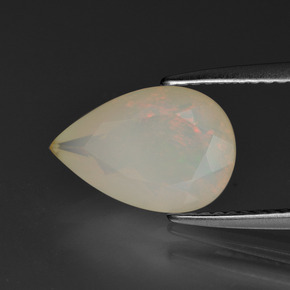 Opale naturale multicolore da 1,65 ct, taglio a pera, trasparente