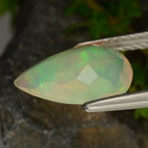 Opale naturale giallo da 1,42 ct, taglio a pera, trasparente
