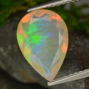 Opale naturale giallo da 1,49 ct, taglio a pera, trasparente