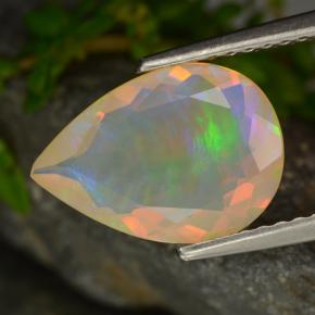 Opale naturale giallo da 1,49 ct, taglio a pera, trasparente