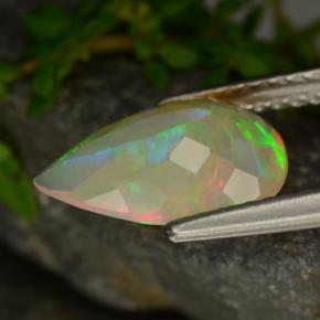 Opale naturale giallo da 1,49 ct, taglio a pera, trasparente