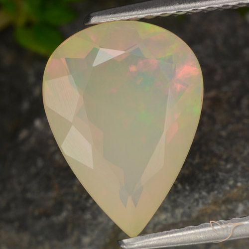 1.91ct Naturale Multicolore Opale, Forma a pera, Traslucido