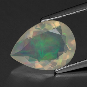Opale naturale multicolore da 1,63 ct, taglio a pera, trasparente