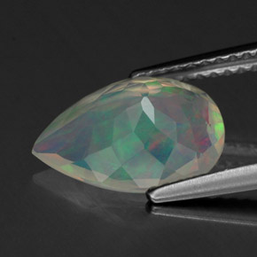 Opale naturale multicolore da 1,63 ct, taglio a pera, trasparente
