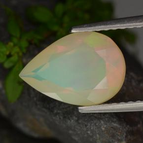 Opale naturale multicolore da 1,61 ct, taglio a pera, traslucido