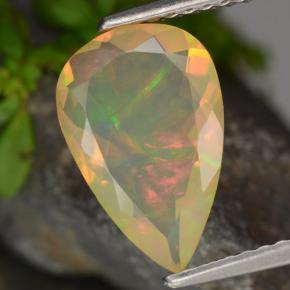 Opale naturale giallo da 1,32 ct, taglio a pera, trasparente