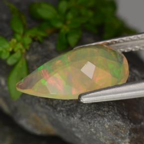 Opale naturale giallo da 1,32 ct, taglio a pera, trasparente