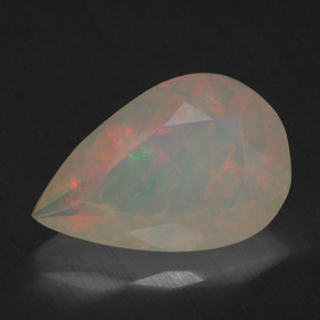 Opale naturale multicolore da 1,74 ct, taglio a pera, trasparente