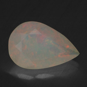 Opale naturale multicolore da 1,74 ct, taglio a pera, trasparente