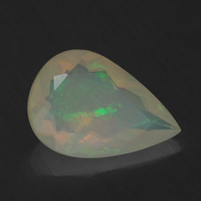 Opale naturale multicolore da 1,45 ct, taglio a pera, traslucido
