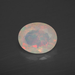Opale naturale multicolore da 1,83 ct, taglio ovale, trasparente