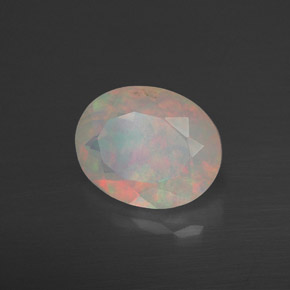 Opale naturale multicolore da 1,83 ct, taglio ovale, trasparente