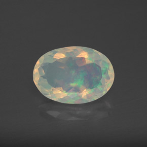 Opale naturale multicolore da 1,92 ct, taglio ovale, trasparente