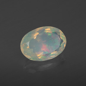 Opale naturale multicolore da 1,92 ct, taglio ovale, trasparente