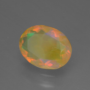 Opale naturale multicolore da 1,29 ct, taglio ovale, traslucido