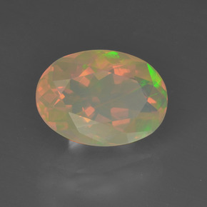 Opale naturale multicolore da 1,64 ct, taglio ovale, trasparente