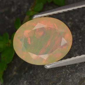 Opale naturale multicolore da 1,37 ct, taglio ovale, traslucido