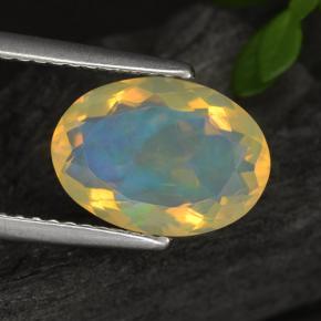 Opale naturale giallo da 1,65 ct, taglio ovale, trasparente