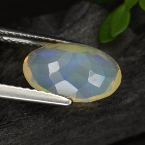 Opale naturale giallo da 1,65 ct, taglio ovale, trasparente