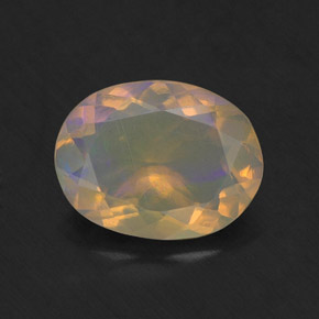 Opale naturale multicolore da 1,27 ct, taglio ovale, traslucido