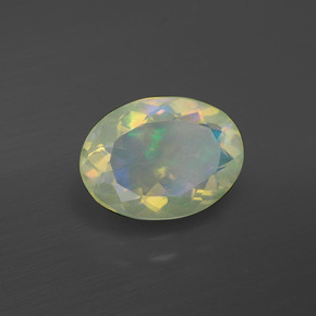 Opale naturale multicolore da 1,48 ct, taglio ovale, trasparente