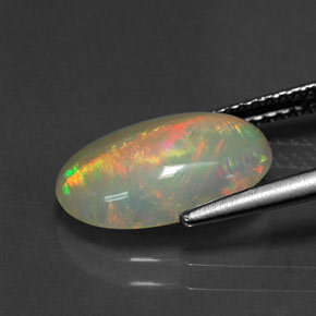 Opale naturale multicolore da 2,04 ct, taglio ovale, traslucido