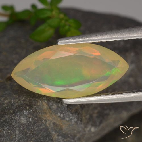 1.35ct Naturale Multicolore Opale, Taglio marquise, Trasparente