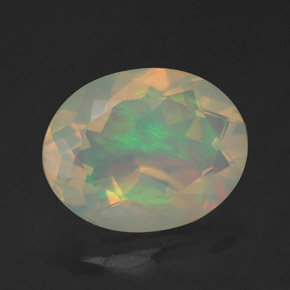 Opale naturale multicolore da 1,60 ct, taglio ovale, trasparente