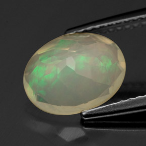 Opale naturale multicolore da 1,60 ct, taglio ovale, trasparente