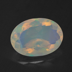 Opale naturale multicolore da 1,67 ct, taglio ovale, trasparente