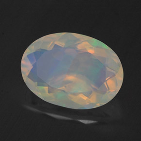 Opale naturale multicolore da 1,67 ct, taglio ovale, trasparente