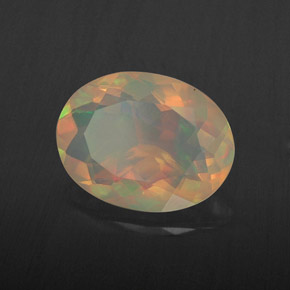Opale naturale multicolore da 1,65 ct, taglio ovale, trasparente