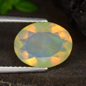 Opale naturale giallo da 1,64 ct, taglio ovale, trasparente