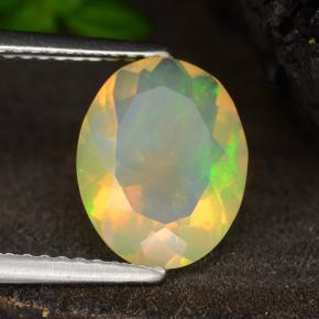 Opale naturale giallo da 1,64 ct, taglio ovale, trasparente