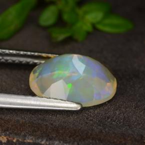 Opale naturale giallo da 1,47 ct, taglio ovale, trasparente