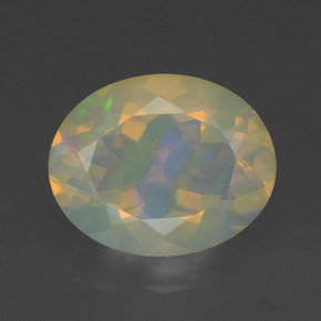 Opale naturale multicolore da 1,68 ct, taglio ovale, trasparente