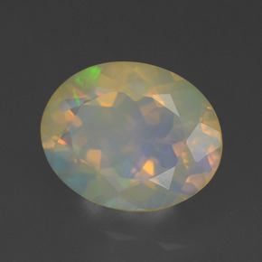 Opale naturale multicolore da 1,68 ct, taglio ovale, trasparente