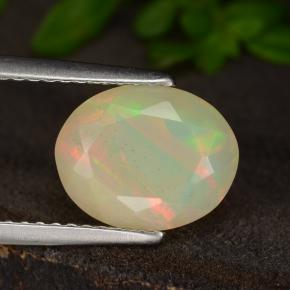 Opale naturale multicolore da 1,21 ct, taglio ovale, traslucido