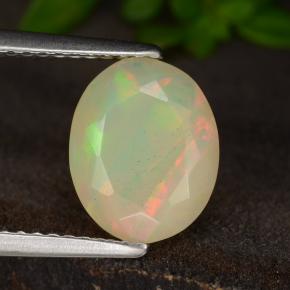 Opale naturale multicolore da 1,21 ct, taglio ovale, traslucido