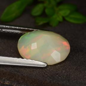 Opale naturale multicolore da 1,21 ct, taglio ovale, traslucido