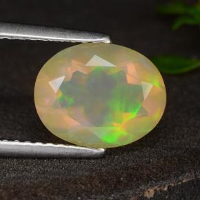 Opale naturale giallo da 1,60 ct, taglio ovale, trasparente
