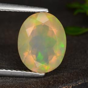 Opale naturale giallo da 1,60 ct, taglio ovale, trasparente