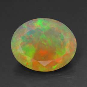 Opale naturale multicolore da 2,00 ct, taglio ovale, trasparente