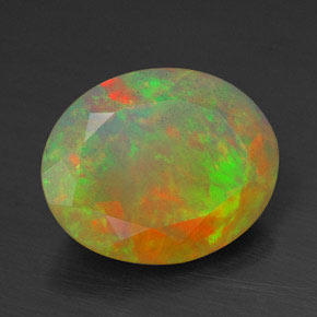 Opale naturale multicolore da 2,00 ct, taglio ovale, trasparente