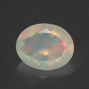 Opale naturale multicolore da 2,02 ct, taglio ovale, trasparente